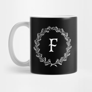 Beautiful Letter F Alphabet Initial Monogram Wreath Mug